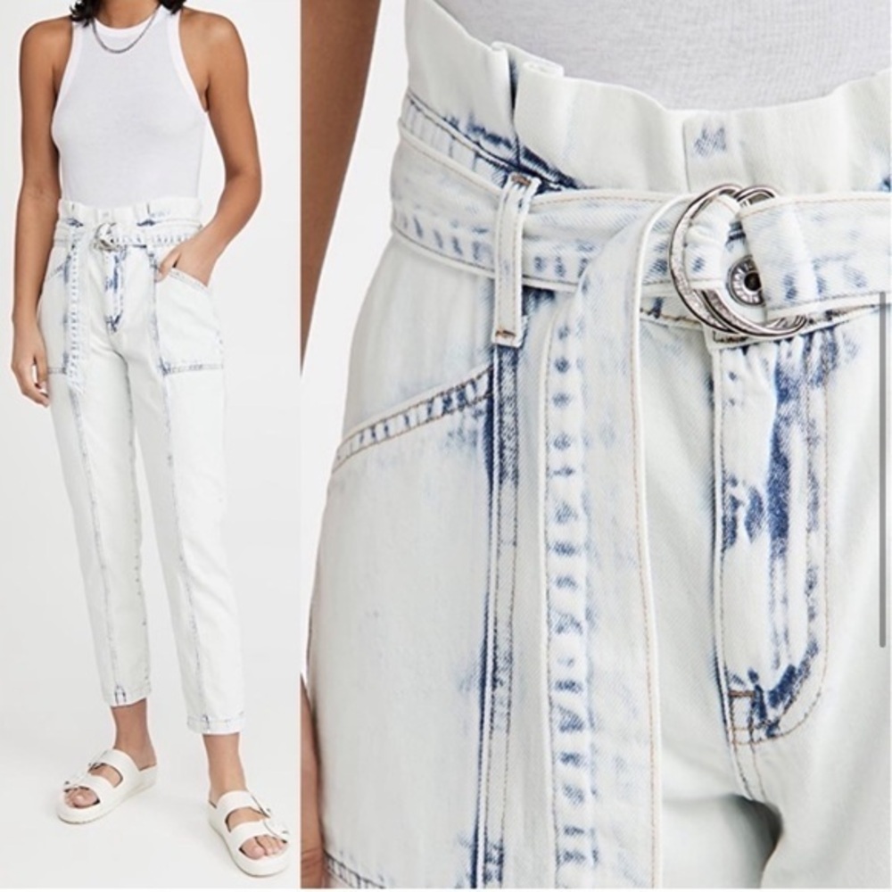 Jonathan Simkhai Standard Ace high-waisted Paper bag cropped acid‎ wash jeans 29 - Picture 2 of 16
